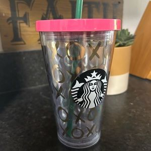 Grande XOXO pink, gold and clear starbucks cup